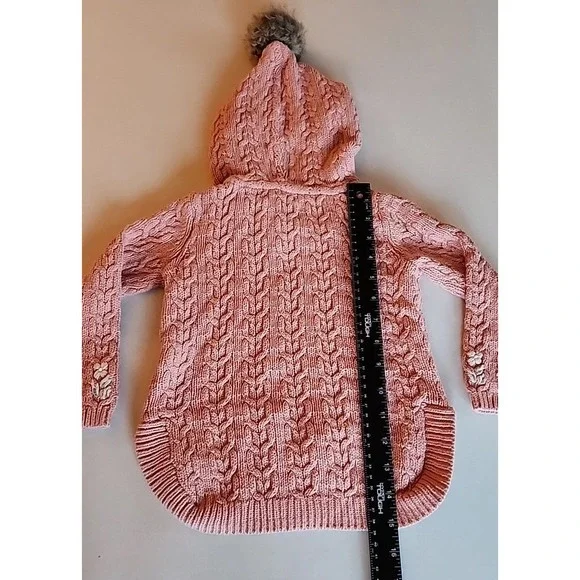 Cupcakes & Cashmere Cable Knit Sweater Hoodie Floral Embroidery Pink Toddler 24M - Picture 5 of 10